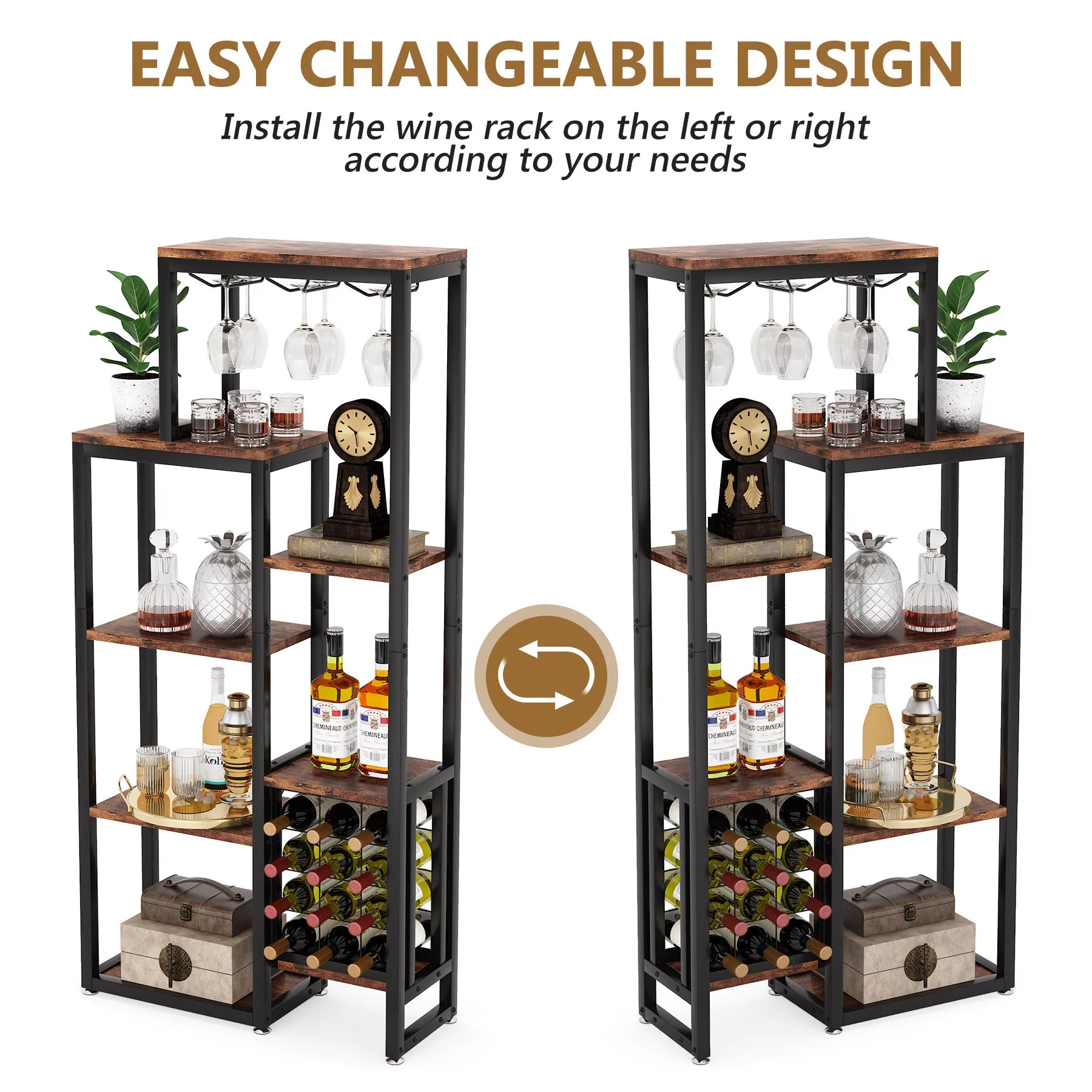 Tier Wine Rack with Glass Holder & Storage