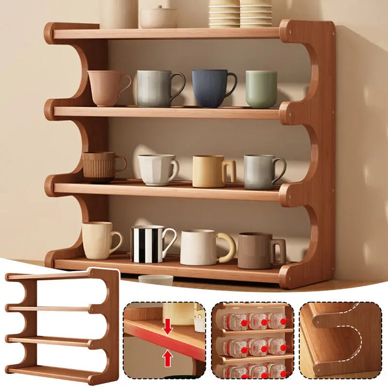 Elegant Bamboo Desktop Organizer Shelf