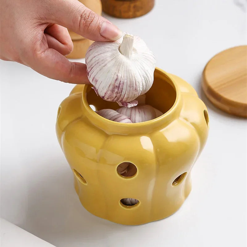 Ceramic Garlic Storage Jar