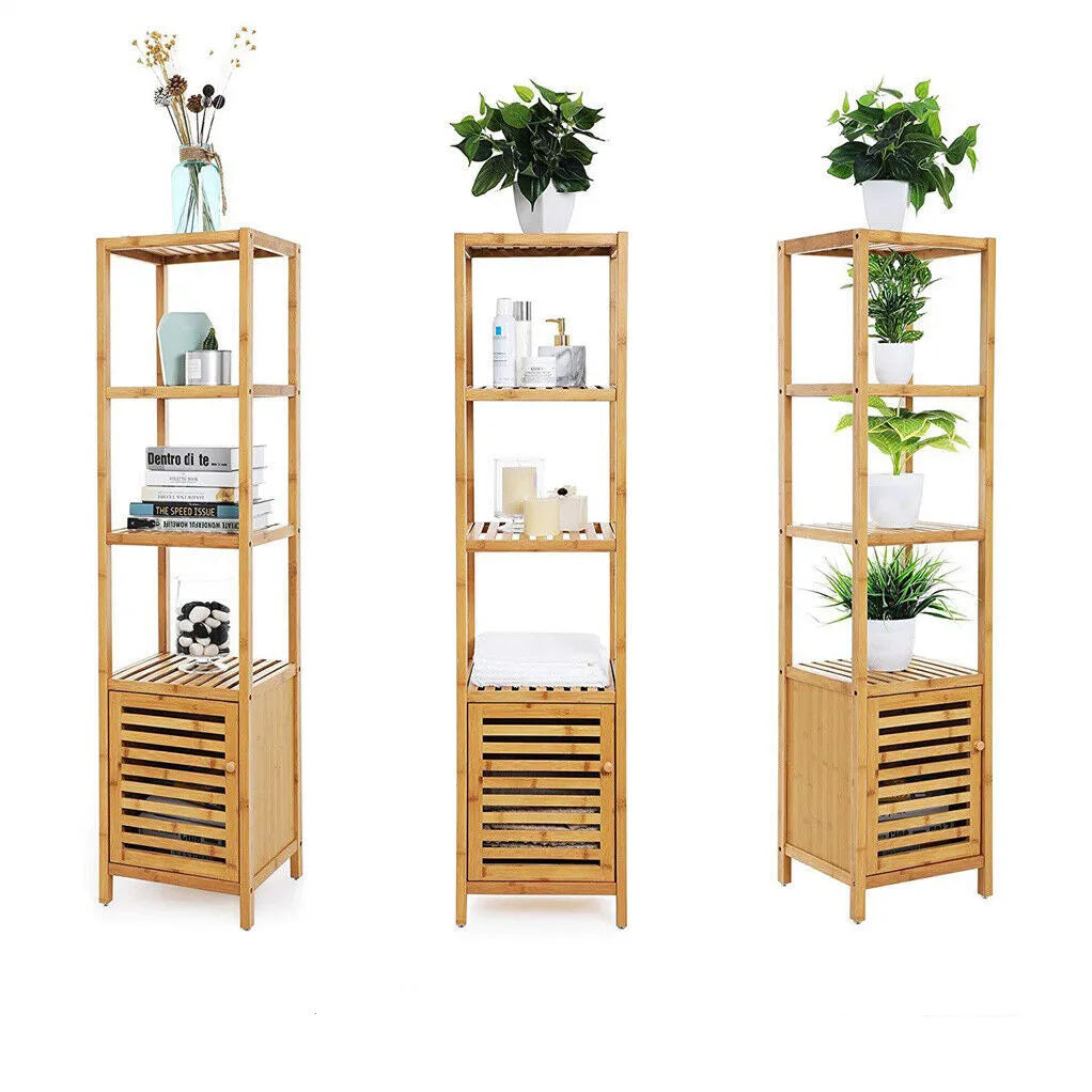 Elegant Bamboo Tall Slim Storage Cabinet