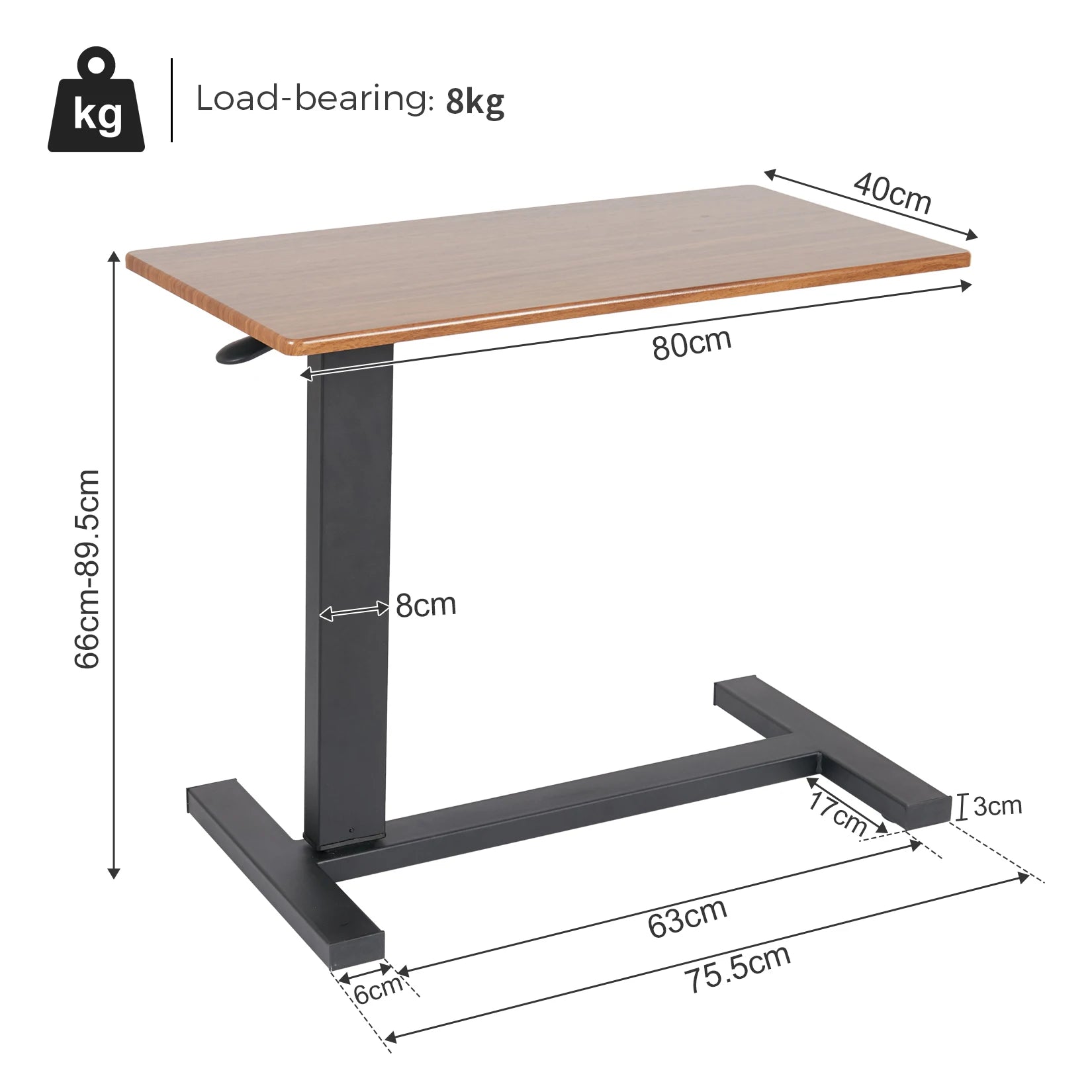 Versatile Adjustable Overbed Table with Hidden Wheels