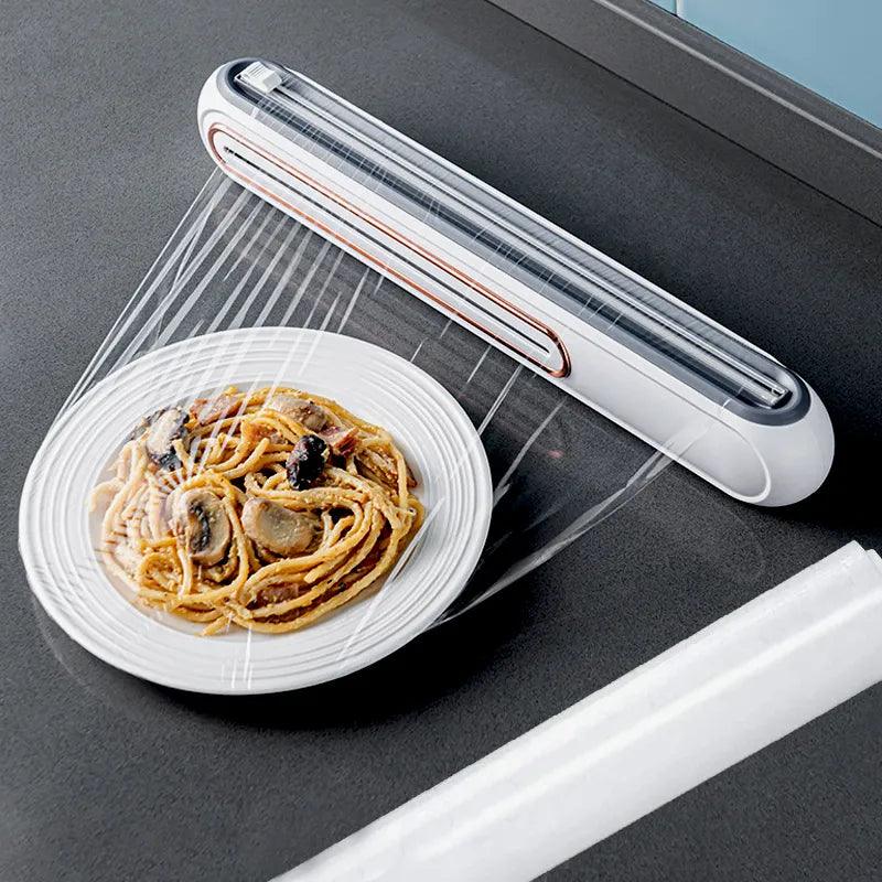 Magnetic Refillable Plastic Wrap Dispenser With Cutter