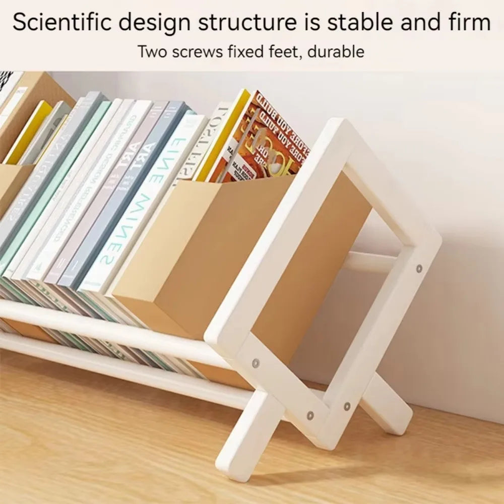 Elegant Bamboo Desktop Bookshelf Organizer