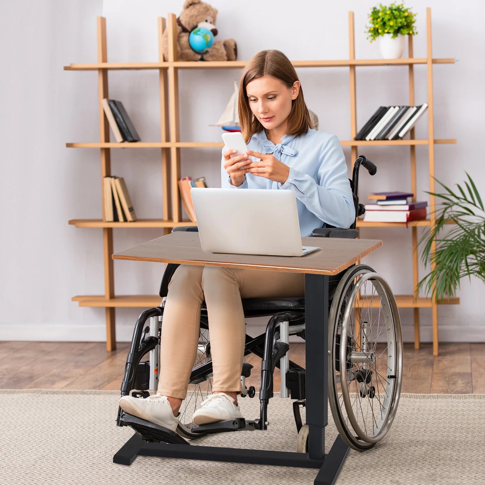 Versatile Adjustable Overbed Table with Hidden Wheels