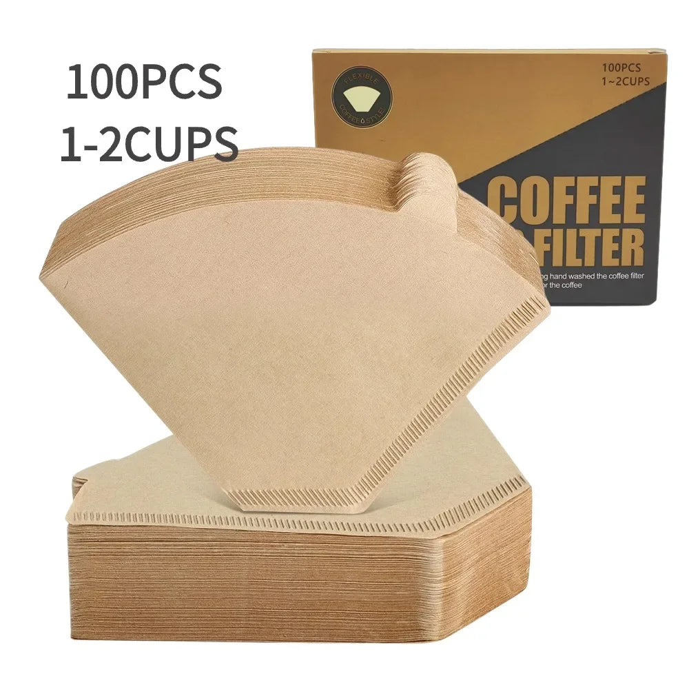 Natural Unbleached Coffee Filters - 100 Pcs Cone