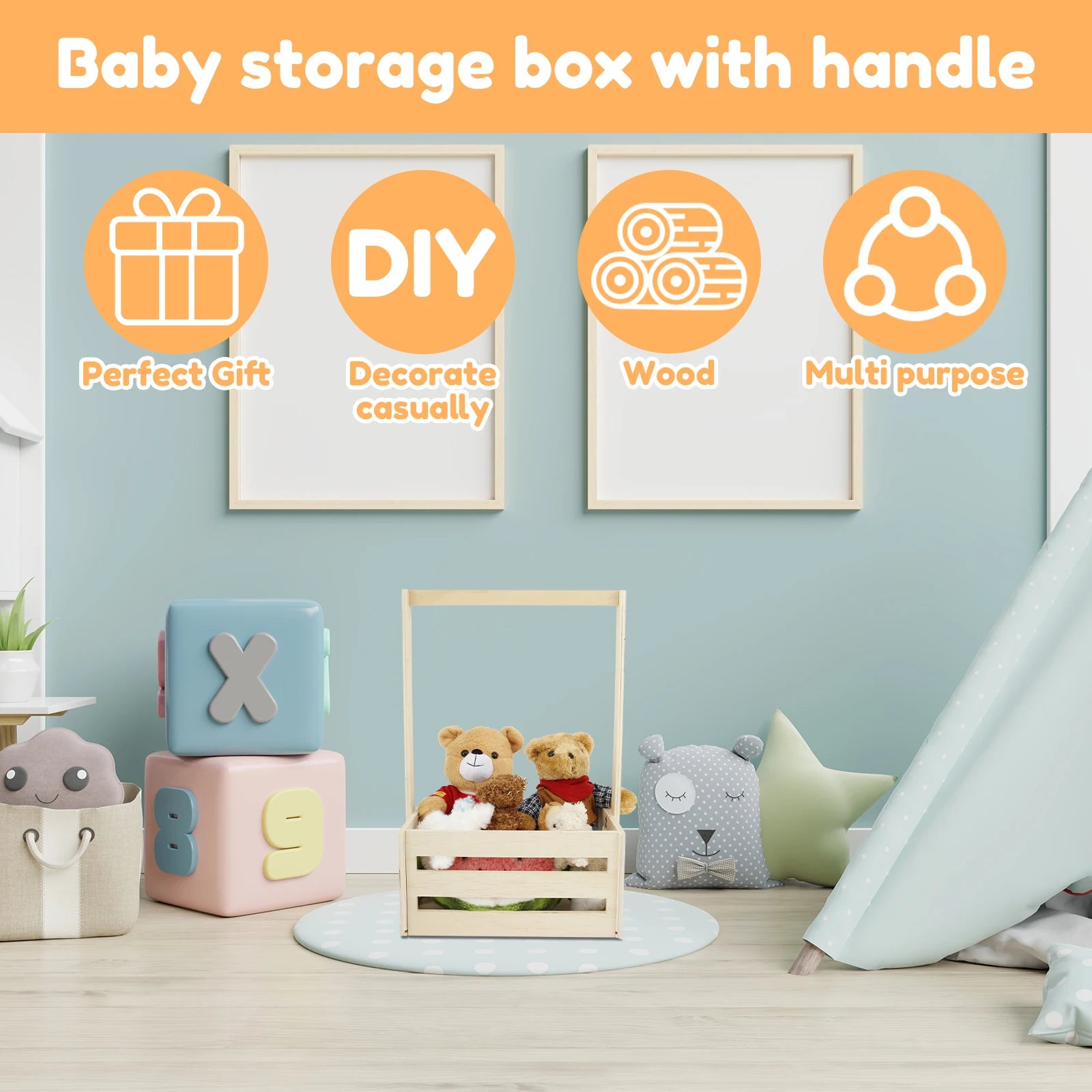 Elegant Wooden Storage Crate for Baby Essentials