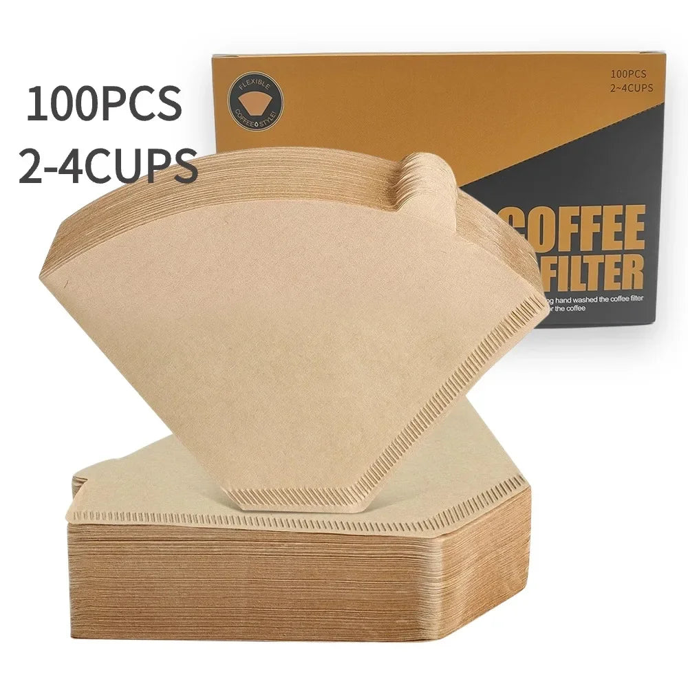 Natural Unbleached Coffee Filters - 100 Pcs Cone