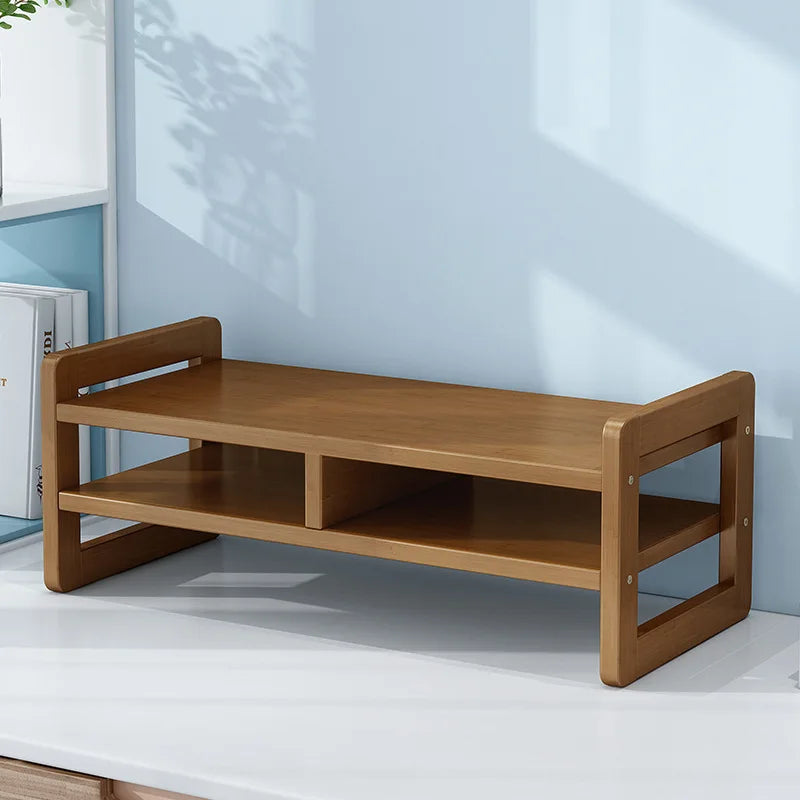 Elegant Bamboo Monitor Stand with Desk Organizer