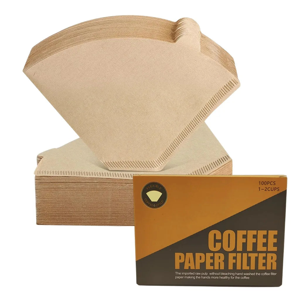 Natural Unbleached Coffee Filters - 100 Pcs Cone